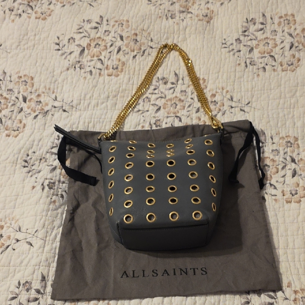 All Saints Gray and Gold Women's Bag